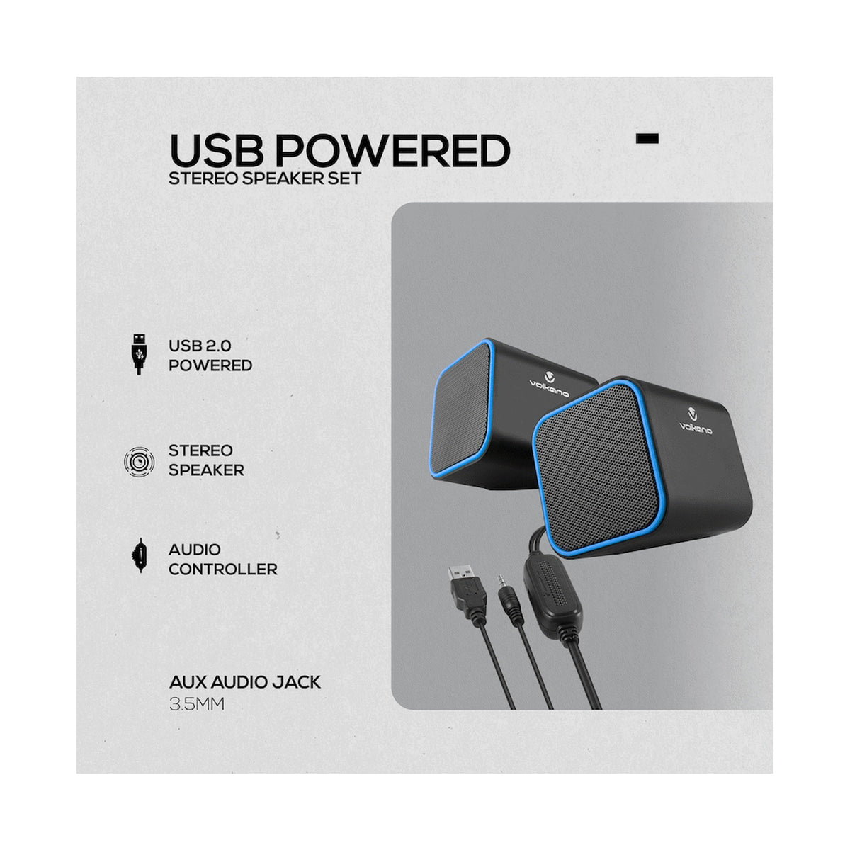 Volkano Diamond Series USB Speaker - Blue