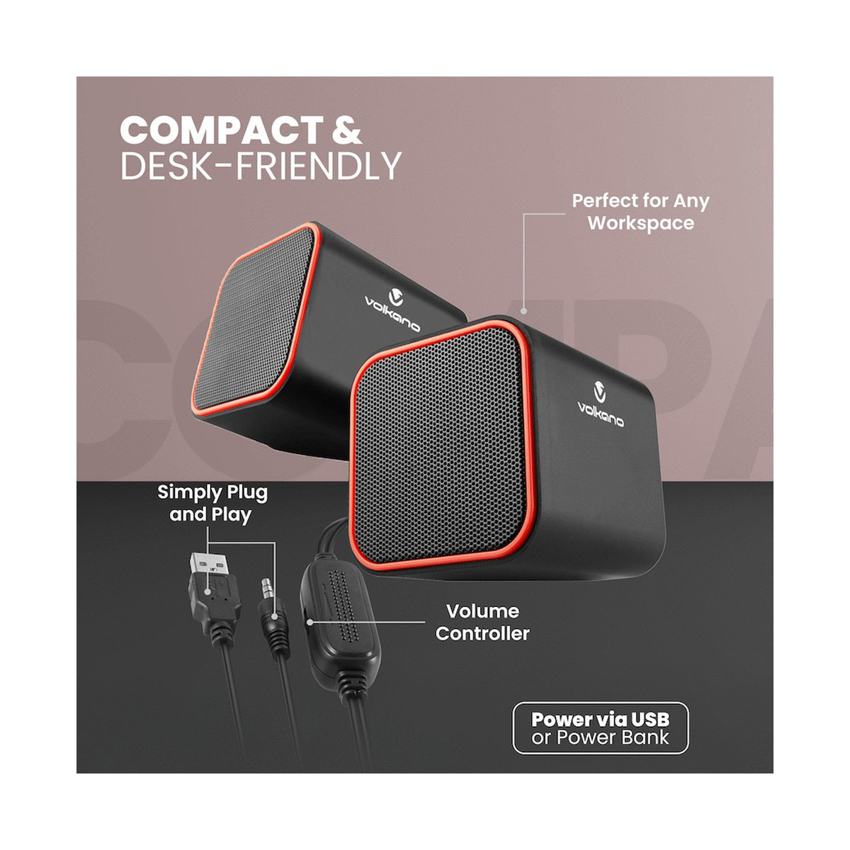 Volkano Diamond Series USB Speaker - Red
