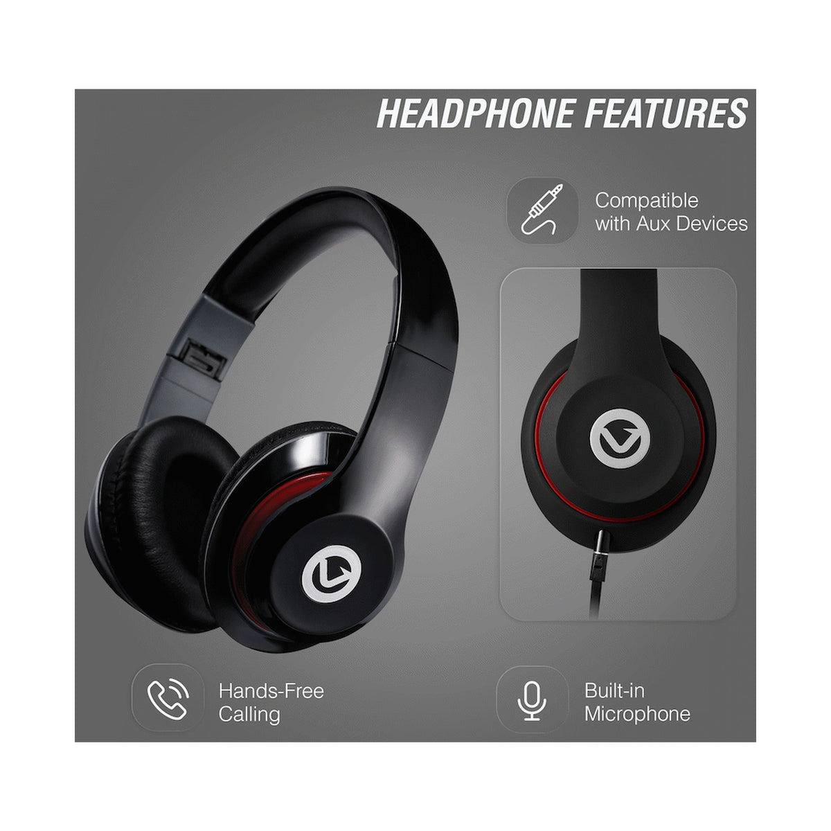 Volkano Falcon Headphones with Microphone - Black