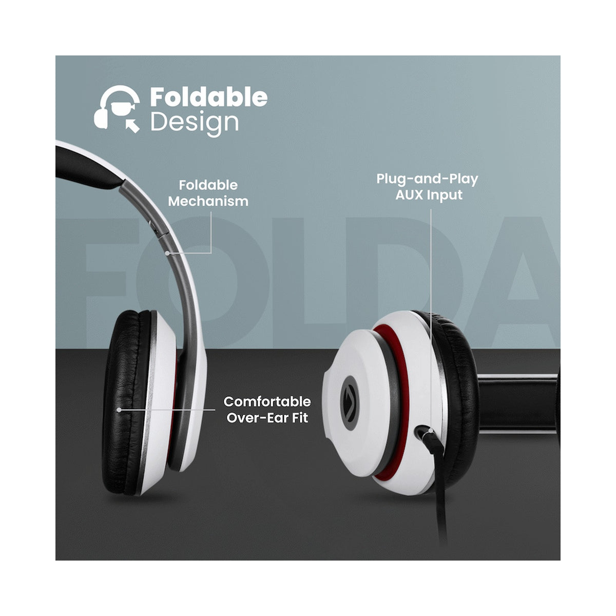 Volkano Falcon Series Headphones with Microphone - White