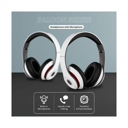 Volkano Falcon Series Headphones with Microphone - White