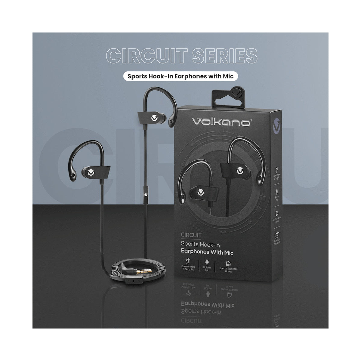 Volkano Circuit Series Sports Hook-In Earphones with Mic