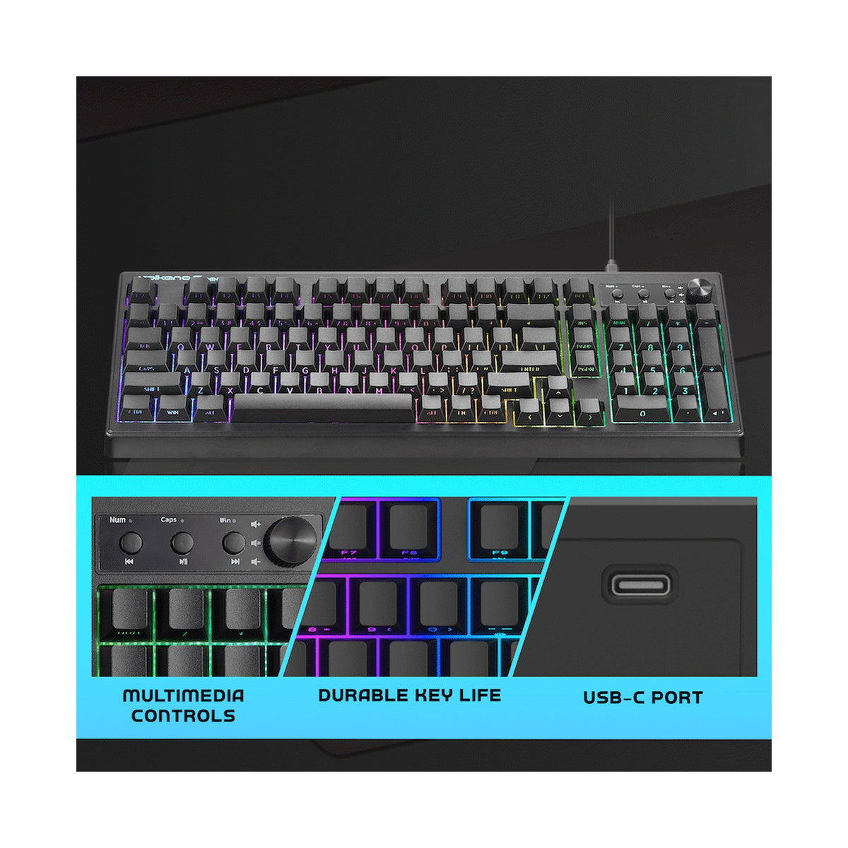 Volkano Gaming Shadow X1 Wired Gaming Keyboard with RGB lighting