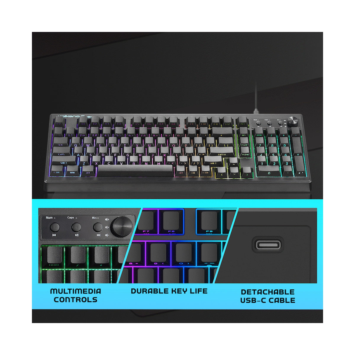 Volkano Gaming Shadow X1 Wired Gaming Keyboard with RGB lighting
