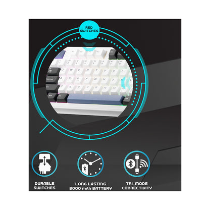 Volkano Gaming Obsidian X1 TKL Mechanical Tri-mode keyboard with Red switches