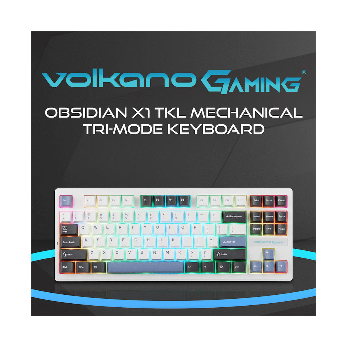 Volkano Gaming Obsidian X1 TKL Mechanical Tri-mode keyboard with Red switches