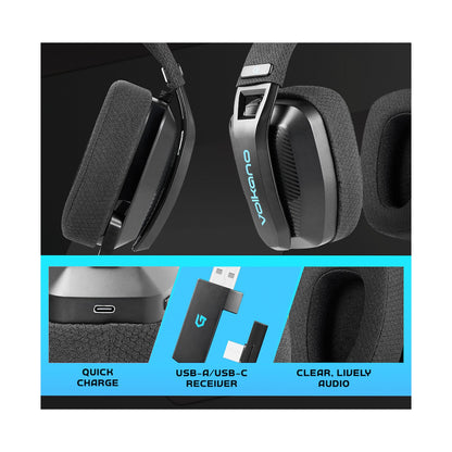Volkano gaming Eclipse X1 Tri-mode Ultra Lightweight Gaming Headphone - Black