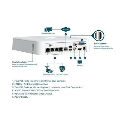 TP-Link Vigi NVR1104H-4P 4 Channel PoE Network Video Recorder