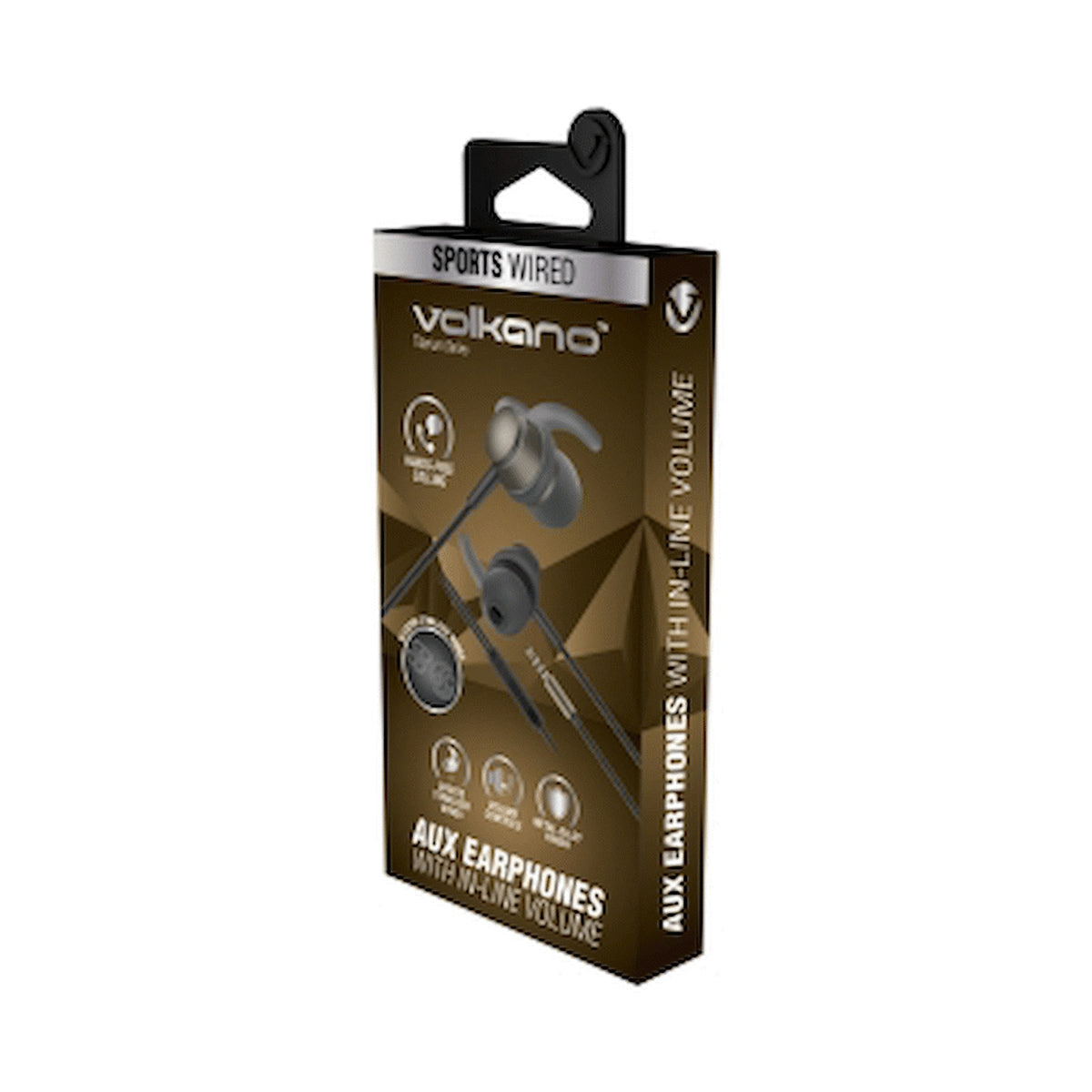 Volkano Titanium Series AUX Earphone - Gun Metal