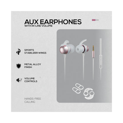 Volkano Titanium Series AUX Earphone - Rose Gold