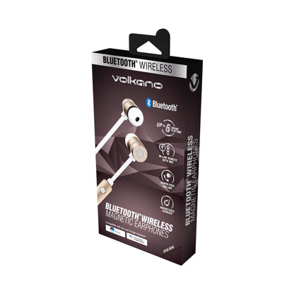 Volkano Mercury Series Bluetooth Magnetic Earphones - Gold/White