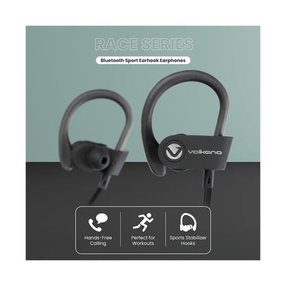 Volkano Race Series Bluetooth Sport Earhook Earphones - Black