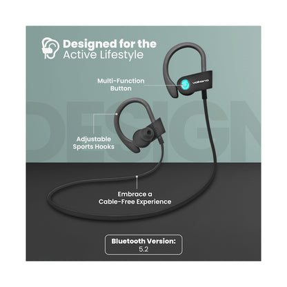 Volkano Race Series Bluetooth Sport Earhook Earphones - Black