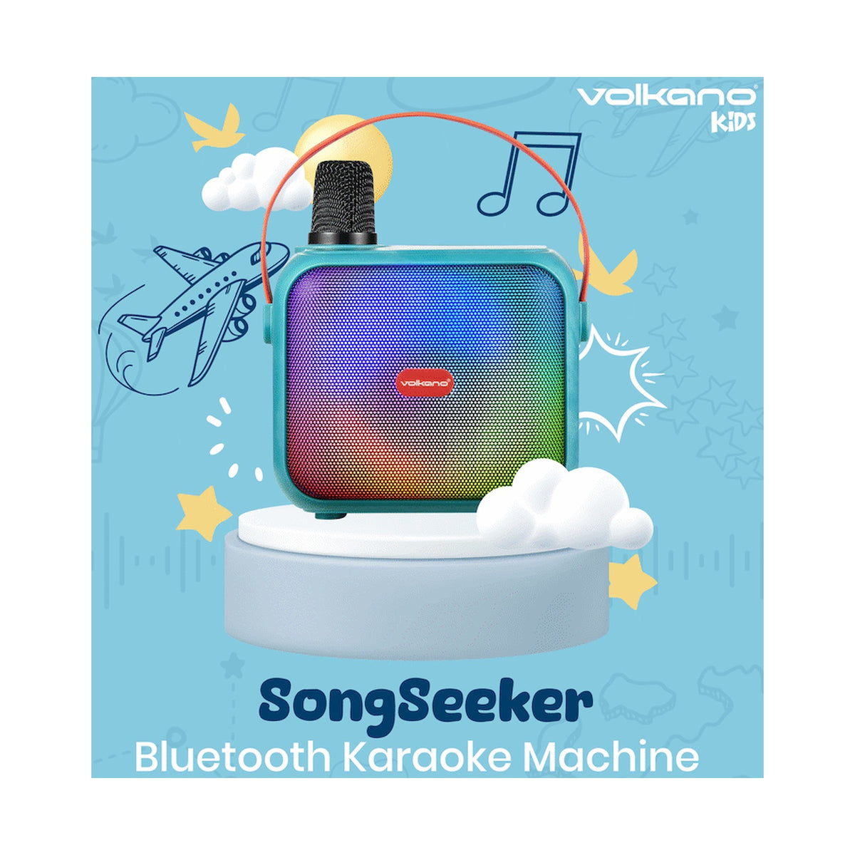 Volkano Kids SongSeeker Bluetooth Karaoke Machine with Wireless BT Microphone