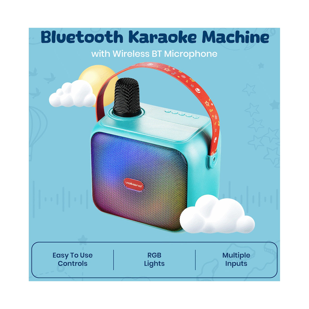 Volkano Kids SongSeeker Bluetooth Karaoke Machine with Wireless BT Microphone
