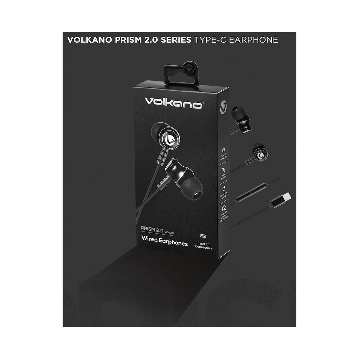 Volkano Prism 2.0 Series Type-C Earphone - Black