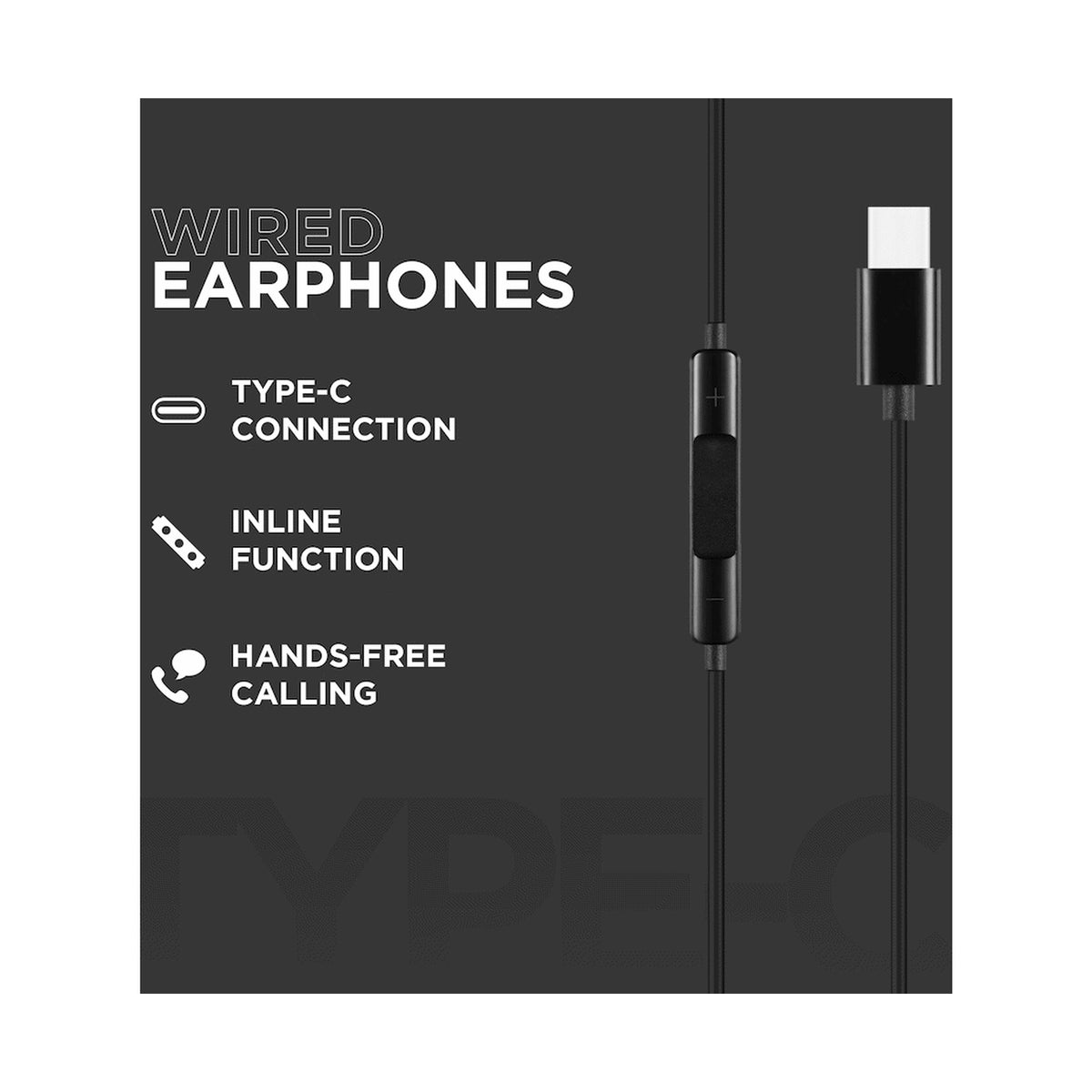 Volkano Prism 2.0 Series Type-C Earphone - Black