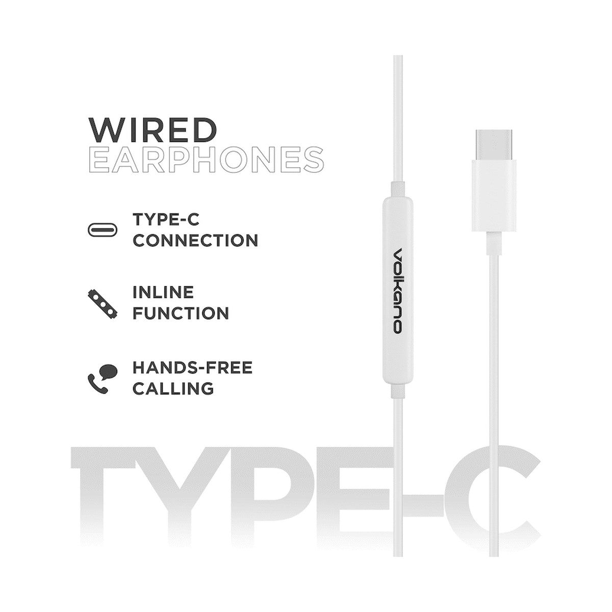 Volkano Prism 2.0 Series Type-C Earphone - White