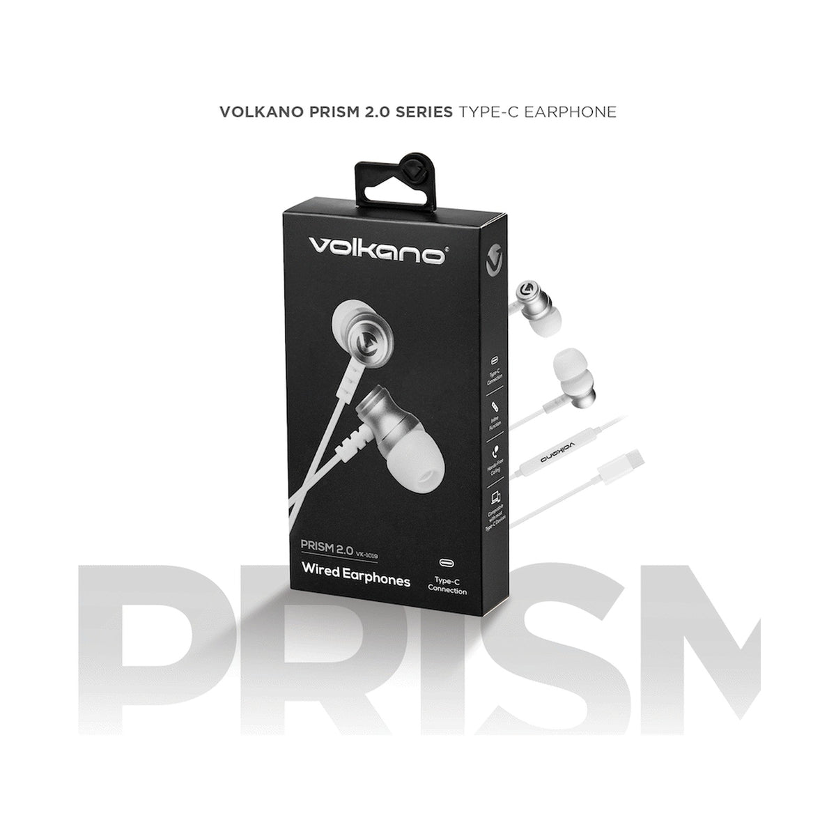 Volkano Prism 2.0 Series Type-C Earphone - White