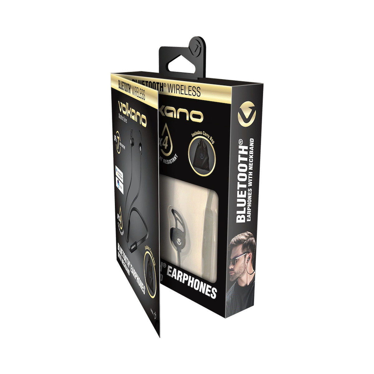 Volkano Marathon Series Bluetooth Earphones with Neckband - Black