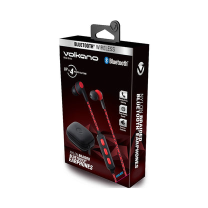 Volkano Moda - Nylon Bluetooth Earphones with Carry Case - RD