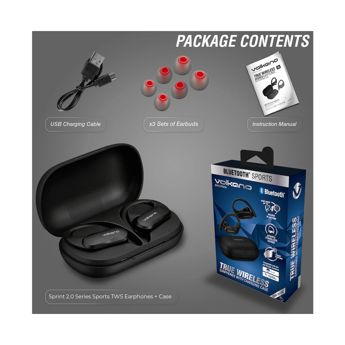 Volkano Sprint 2.0 Series Sports TWS Earphones with Case