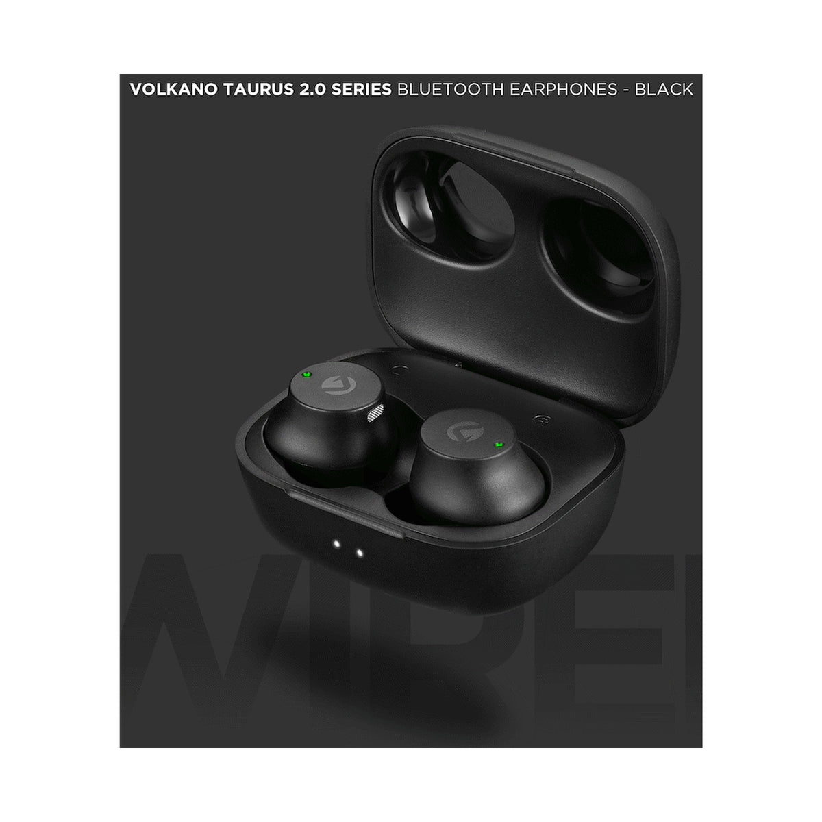 Volkano Taurus Series 2.0 True Wireless Earphones with Charging Case - Black