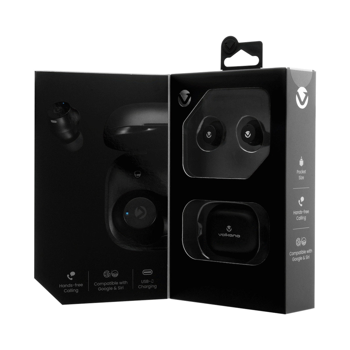 Volkano Taurus Series 2.0 True Wireless Earphones with Charging Case - Black