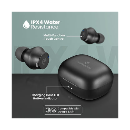 Volkano Taurus Series 2.0 True Wireless Earphones with Charging Case - Black