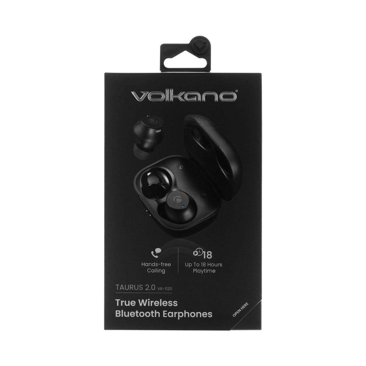 Volkano Taurus Series 2.0 True Wireless Earphones with Charging Case - Black