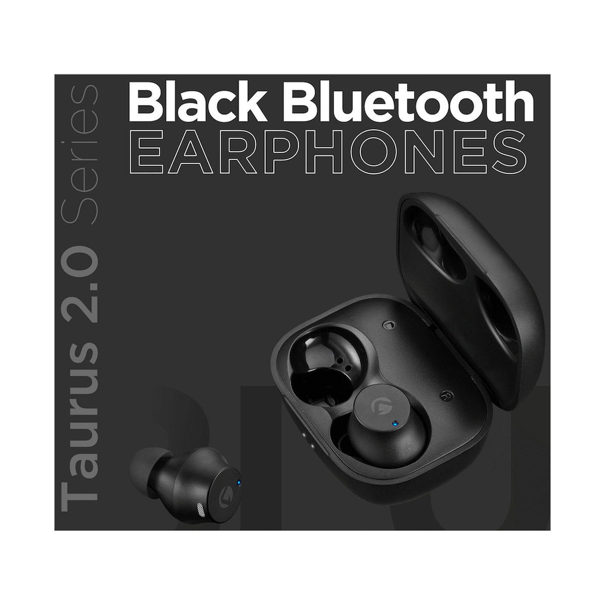 Volkano Taurus Series 2.0 True Wireless Earphones with Charging Case - Black
