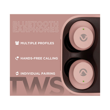 Volkano Taurus Series 2.0 True Wireless Earphones with Charging Case - Pink