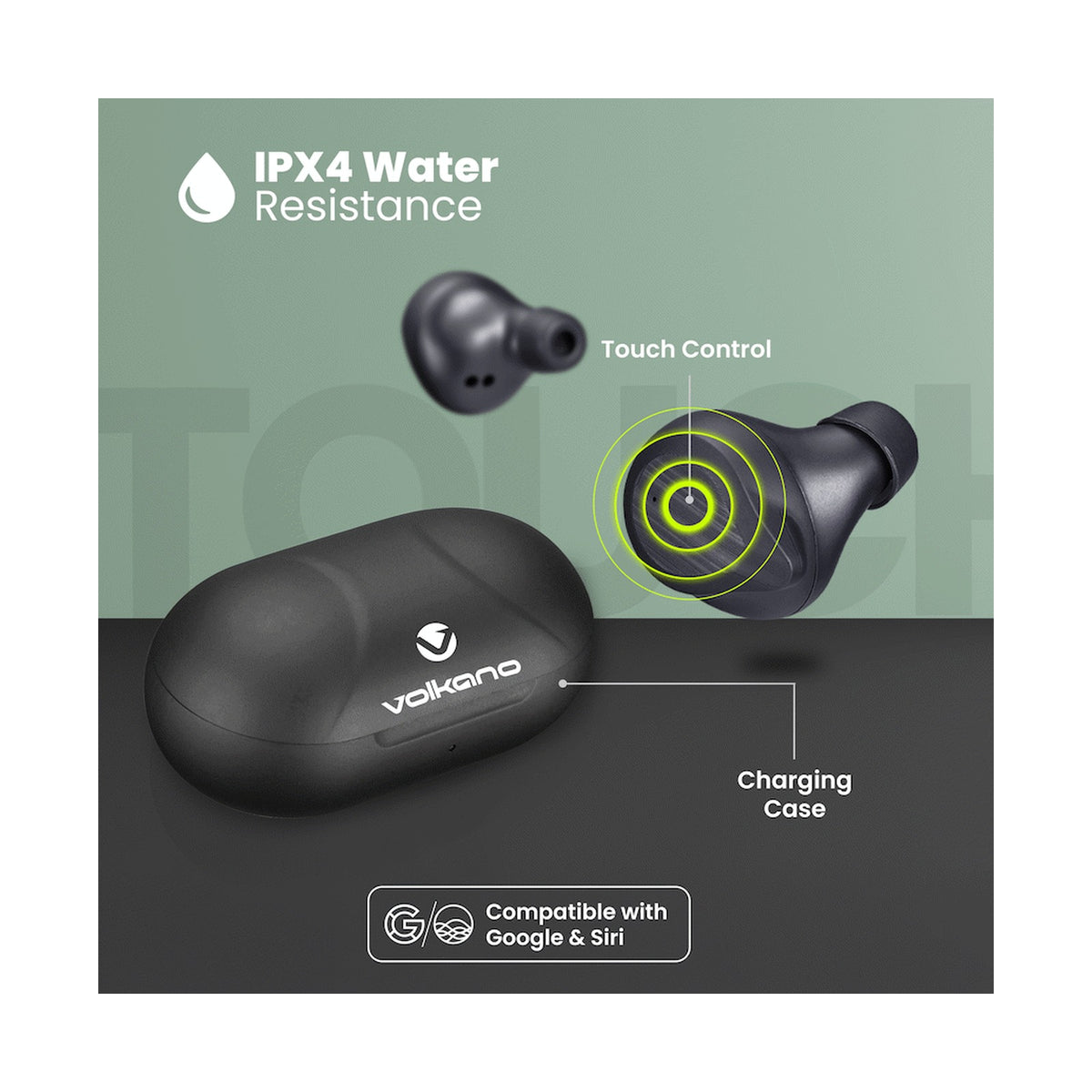Volkano Scorpio Series True Wireless Earphones - Black
