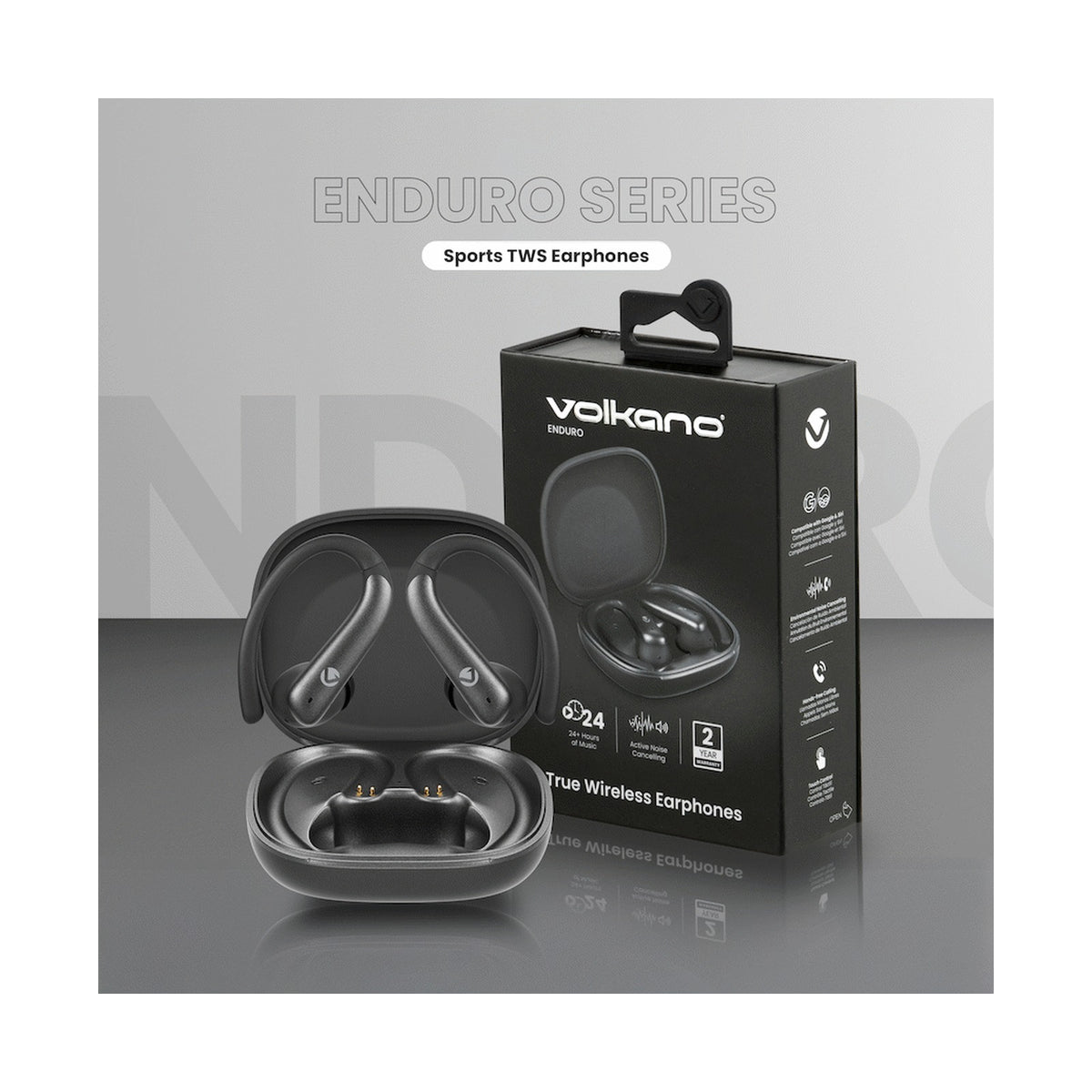 Volkano Enduro Series ANC Sports TWS  Earphones - Black
