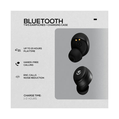 Volkano Sagittarius Series TWS Earphones + Charging Case - Black