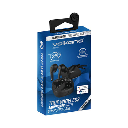 Volkano Ore Series True Wireless Earphones with Charging Case - Black