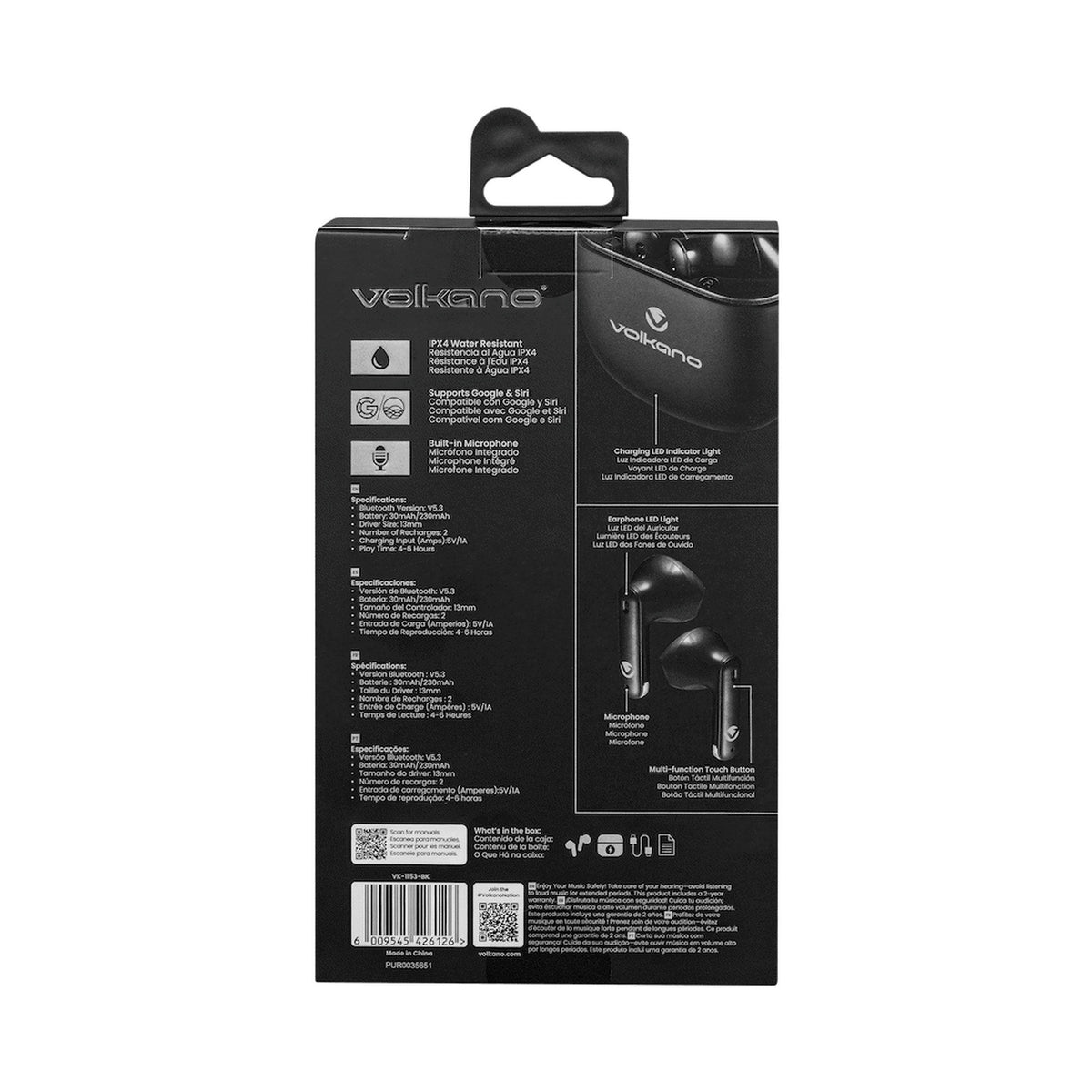 Volkano Sleek Series TWS Earphones - Black
