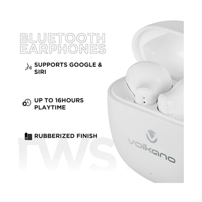 Volkano Sleek Series TWS Earphones - White