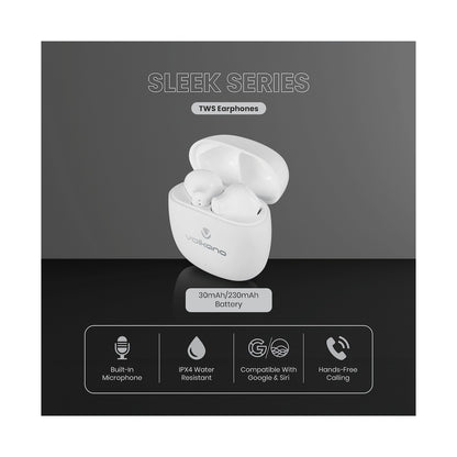 Volkano Sleek Series TWS Earphones - White
