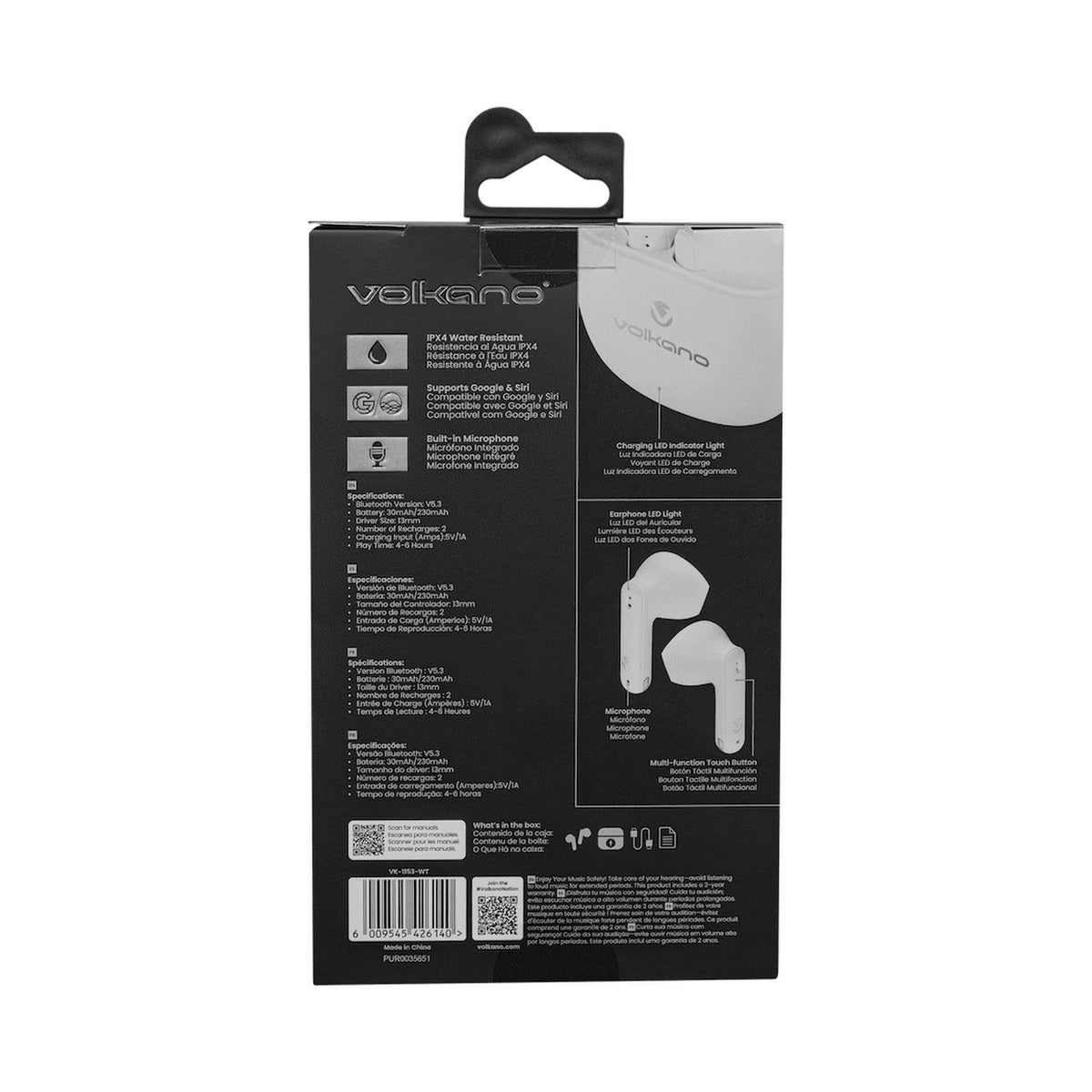 Volkano Sleek Series TWS Earphones - White