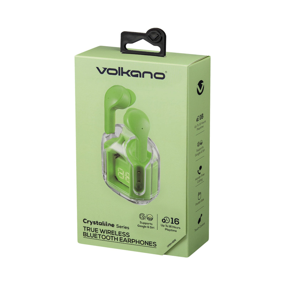 Volkano Crystalline Series TWS Earphone - Neon - Hardbox