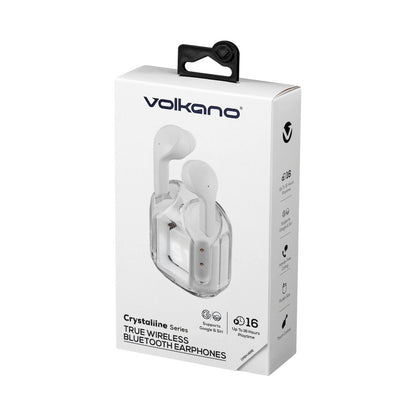 Volkano Crystalline Series TWS Earphone - White - Hardbox