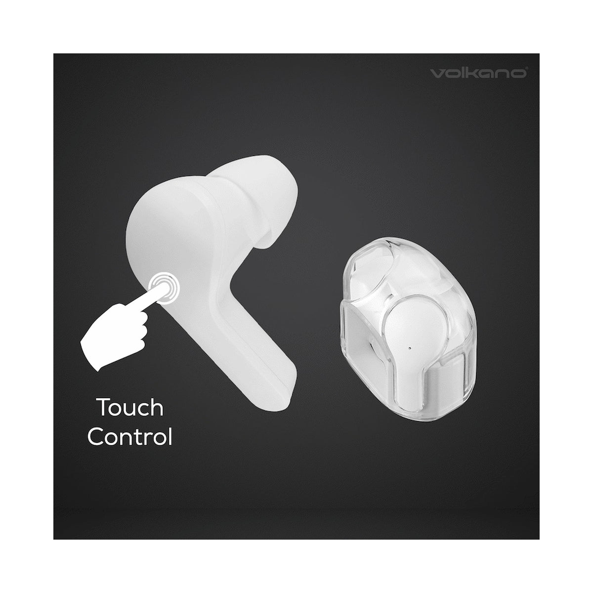 Volkano Crystalline Series TWS Earphone - White - Hardbox