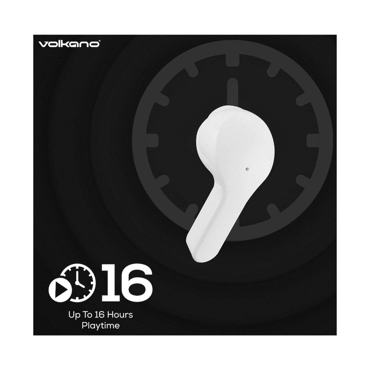 Volkano Crystalline Series TWS Earphone - White - Hardbox