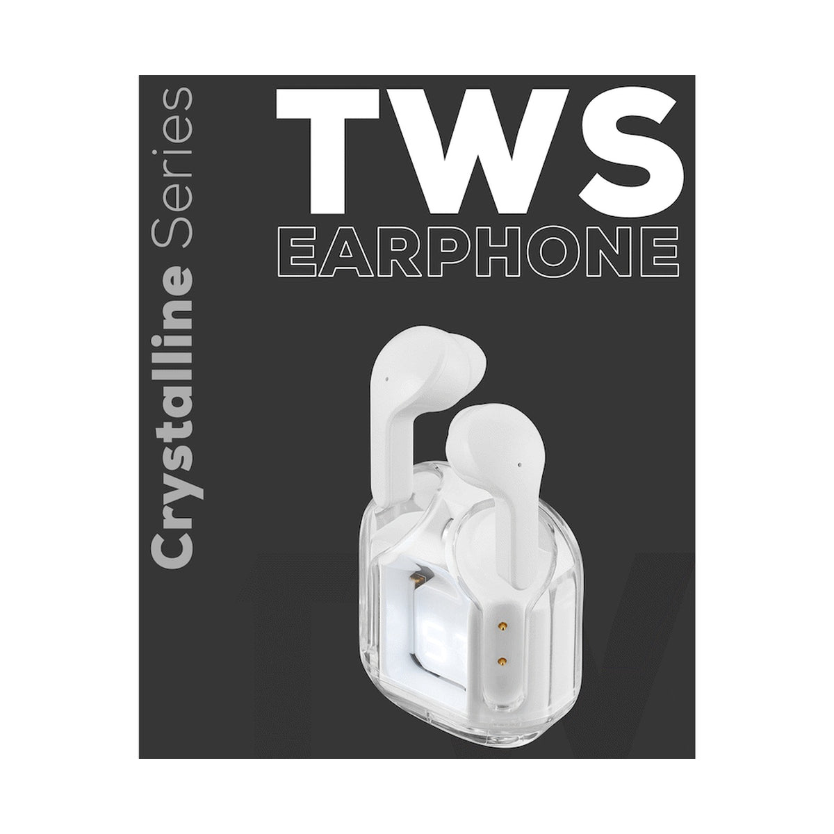 Volkano Crystalline Series TWS Earphone - White - Hardbox