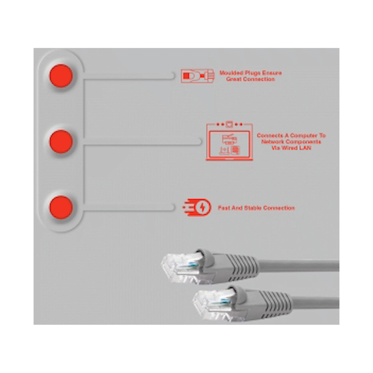 Volkano Network Series RJ-45 Network Cable, CAT5, 3m - Grey
