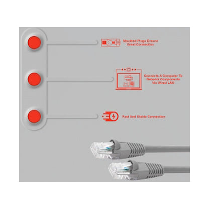 Volkano Network Series RJ-45 Network Cable, CAT5, 3m - Grey