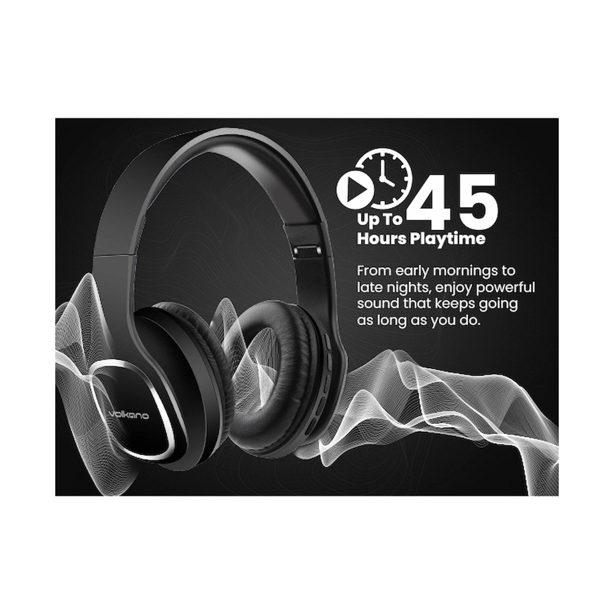 Volkano Phonic Series Bluetooth Full Size Headphones - Black