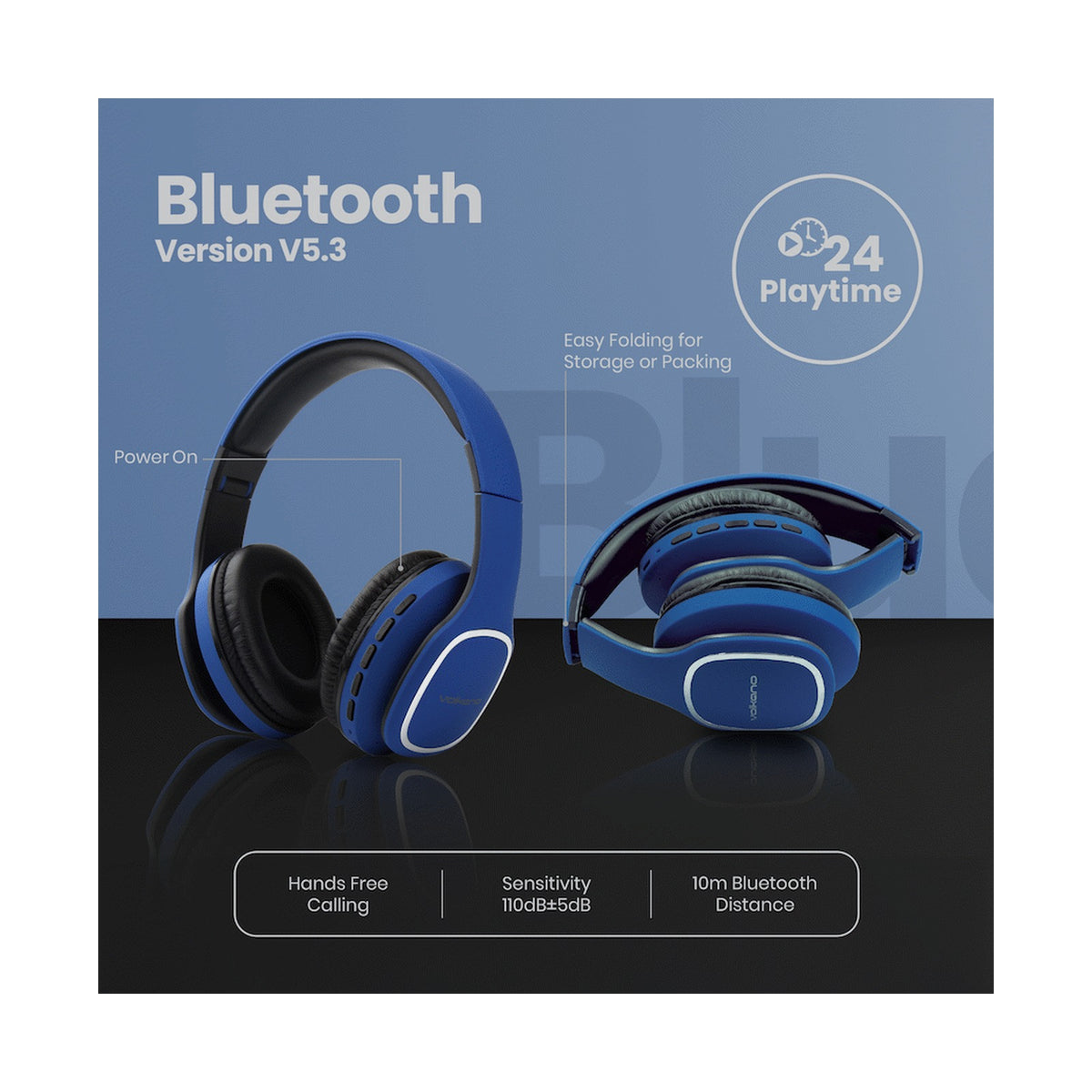 Volkano Phonic Series Bluetooth Full Size Headphones - Blue