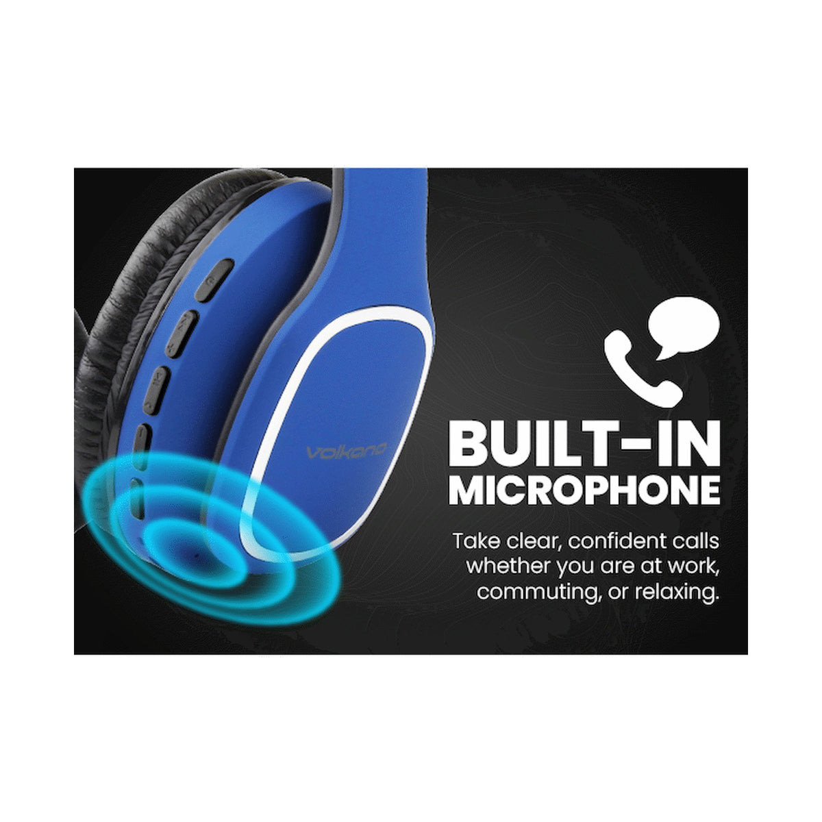 Volkano Phonic Series Bluetooth Full Size Headphones - Blue
